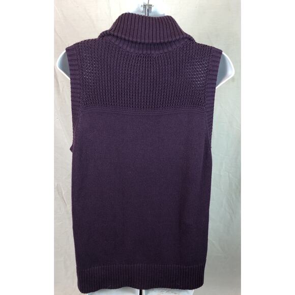 Christopher Banks Sweater Vest M Purple Zip Front Sleeveless Convertible Collar - Picture 3 of 5